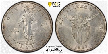 1903-S Peso KM-168  Ag AU58