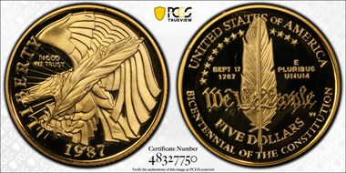 1987-W $5 Constitution PR69DCAM