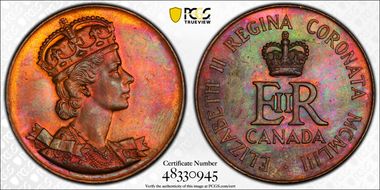 1953 Medal Elizabeth II Coronation Ae MS64RB