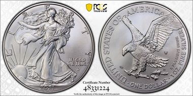 2021-W $1 Burnished Silver Eagle-Type 2 SP69