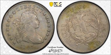 1795 $1 BB-52, Centered Bust AU58
