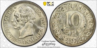 1912 VBP GJ 10 Øre KM-807  Ag MS67