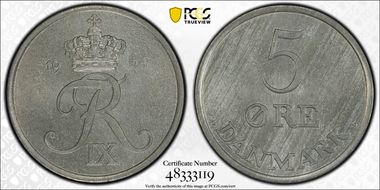 1964 CS 5 Øre KM-843.2 Zinc MS64