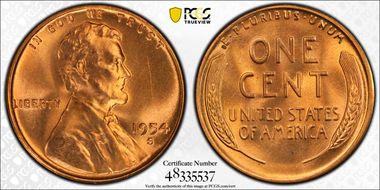 1954-S 1C MS66RD