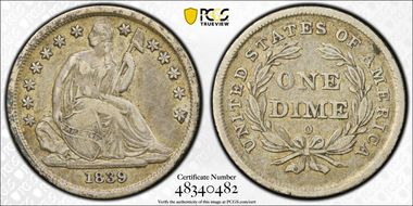 1839-O 10C No Drapery, F-101 VF30