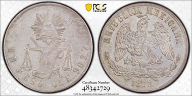 1872-Oa E Peso KM-408.6 Small A AU58