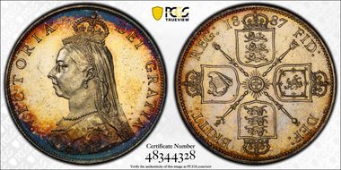 1887 Florin S-3925 Jubilee Head MS61