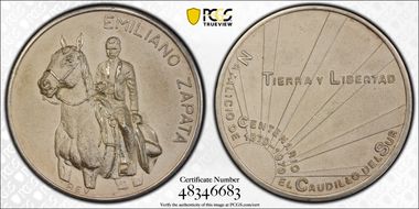 1979 Medal Birth of Emiliano Zapata Matte Ag E: PLATA 0.900 MS64