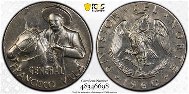 1960 Medal Grove-P-372a Ag General Francisco Villa AU58