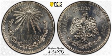 1919-M Peso KM-454  Ag N1