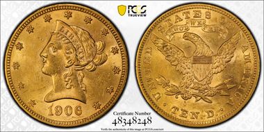 1906 $10 AU58