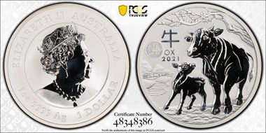 2021-P $1 Year of the Ox Ag Dragon Privy MS69