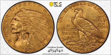 1909 $2.50 MS62