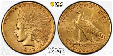 1909-S $10 AU58