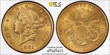 1881-S $20 AU53