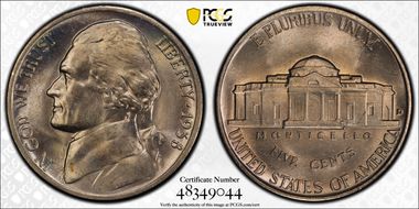 1938-D 5C Jefferson MS66