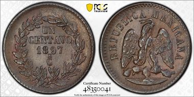 1897-Cn 1C Large N in mint mark MS62BN