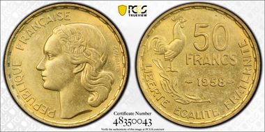1958 50 Fr Gad-880 F-425 MS64