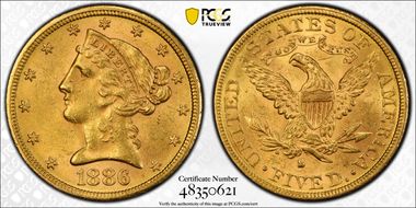 1886-S $5 MS62