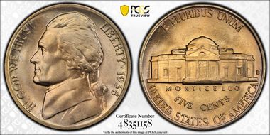 1938-D 5C Jefferson MS67