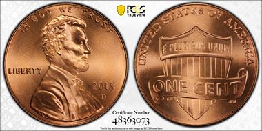 2013-D 1C Shield MS68RD