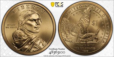 2013-P $1 Native American, Position A MS68