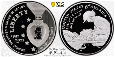 2022-W $1 National Purple Heart Hall of Honor PR69DCAM