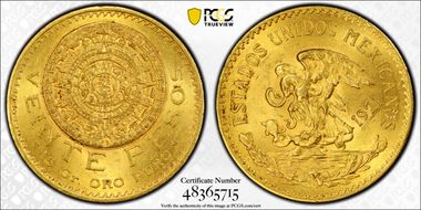 1921/11 20 Peso KM-478  Au MS62