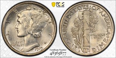 1919-D 10C MS62FB