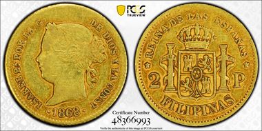 1868 2 Peso XF40