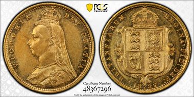1887-S 1/2 Sov S-3871 Spread JEB AU55