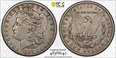 1888-O $1 VAM 4, Hot Lips VF35