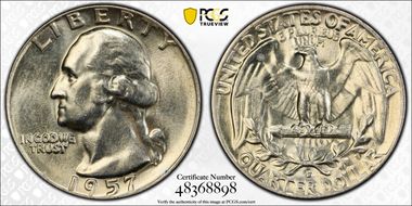 1957-D 25C Re-engraved TF, FS-901 MS64