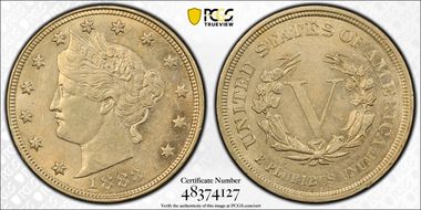 1883 5C No CENTS AU55