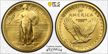 2016-W 25C 100th Anniversary Gold SP70