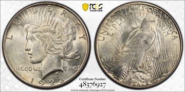 1928-S $1 AU58