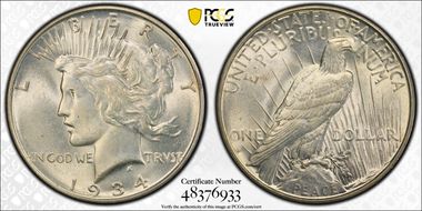 1934-D $1 AU58