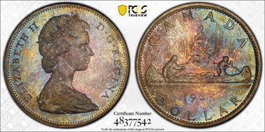 1965 S$1 Type 1 Sm Beads, Pt 5 MS65