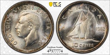 1952 10C MS65