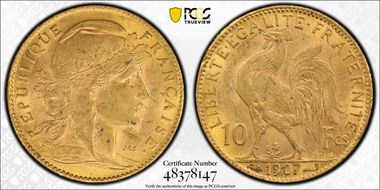 1907 10 Fr Gad-1017 AU58