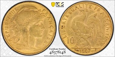 1907 10 Fr Gad-1017 AU50