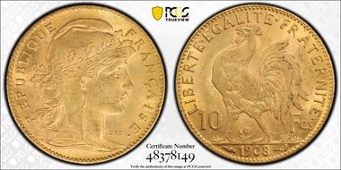 1908 10 Fr Gad-1017 AU58