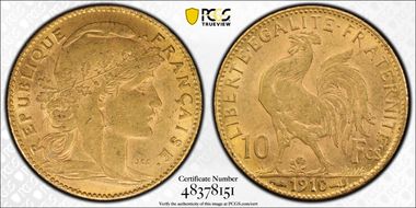 1910 10 Fr Gad-1017 AU53