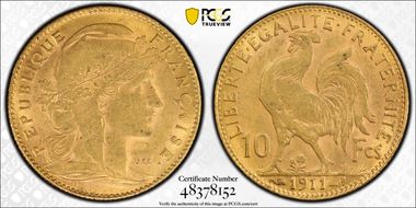 1911 10 Fr Gad-1017 F-509 AU55