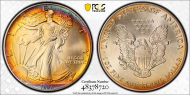 1991 $1 Silver Eagle MS68