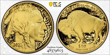 2021-W $50 American Buffalo  .9999 Fine Gold PR70DCAM