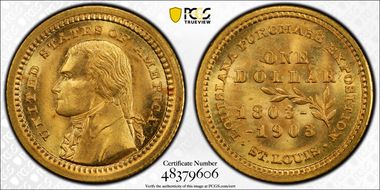 1903 G$1 LA Purchase, Jefferson MS66+ 