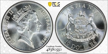 1991 $10 Tasmania MS69