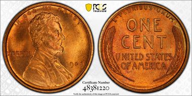 1909 1C Lincoln MS65RD