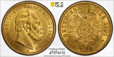 1881-A 20 Mk J-246 AU58